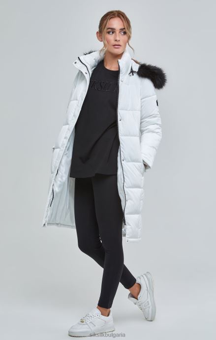 облекло SikSilk бяла подплатена парка с парагади Жени 486F8128