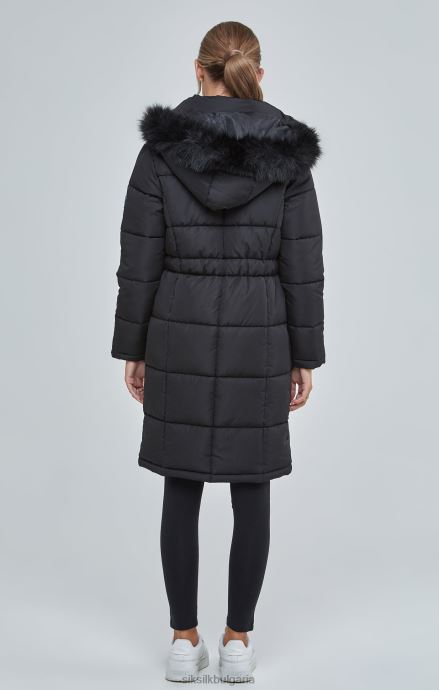 облекло SikSilk черна подплатена парка с парагади Жени 486F8129