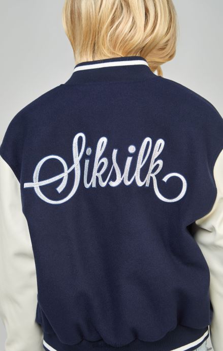 облекло SikSilk тъмносиньо университетско бомбър яке Жени 486F8131