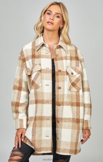 облекло SikSilk бежова карирана чанта Жени 486F8137