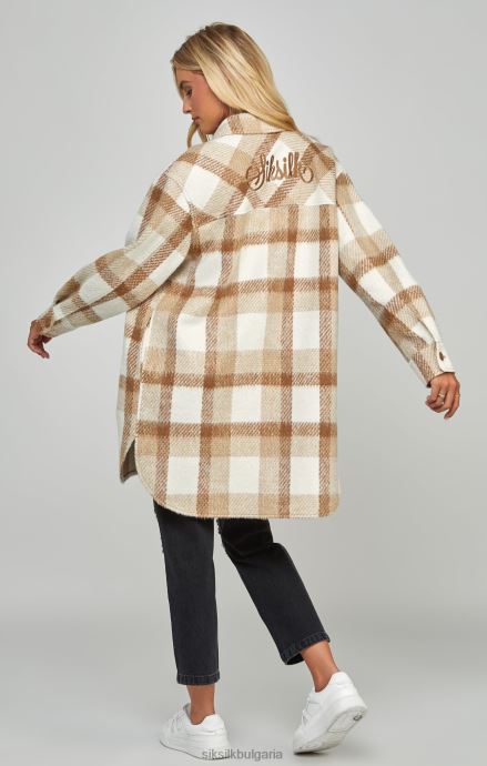 облекло SikSilk бежова карирана чанта Жени 486F8137