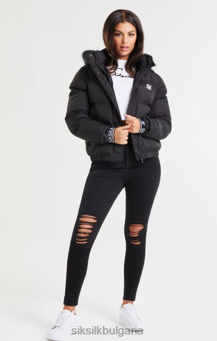 облекло SikSilk core cropped parka - черен Жени 486F8140