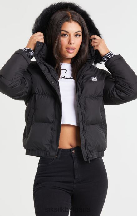 облекло SikSilk core cropped parka - черен Жени 486F8140