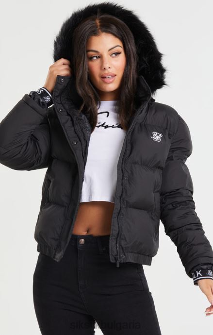 облекло SikSilk core cropped parka - черен Жени 486F8140