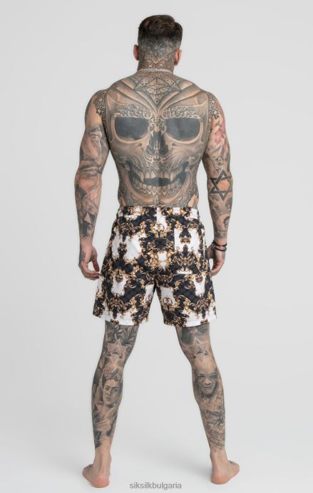 облекло SikSilk черен бял венециански бански къс мъже 486F8615