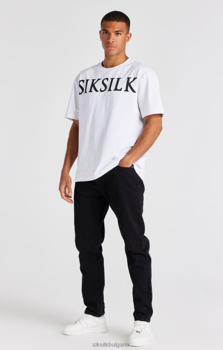облекло SikSilk прав разкроен деним с черна роза мъже 486F8542