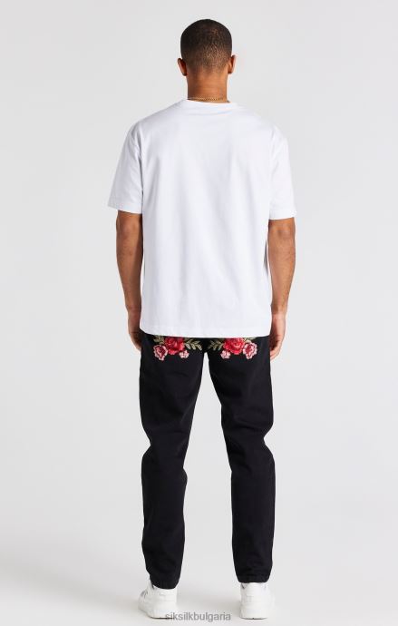 облекло SikSilk прав разкроен деним с черна роза мъже 486F8542