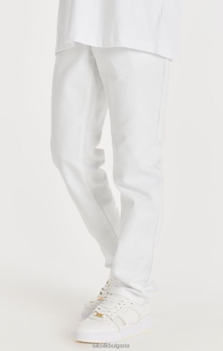 облекло SikSilk бял прав деним мъже 486F8547