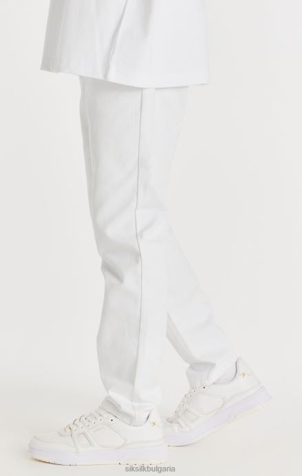облекло SikSilk бял прав деним мъже 486F8547