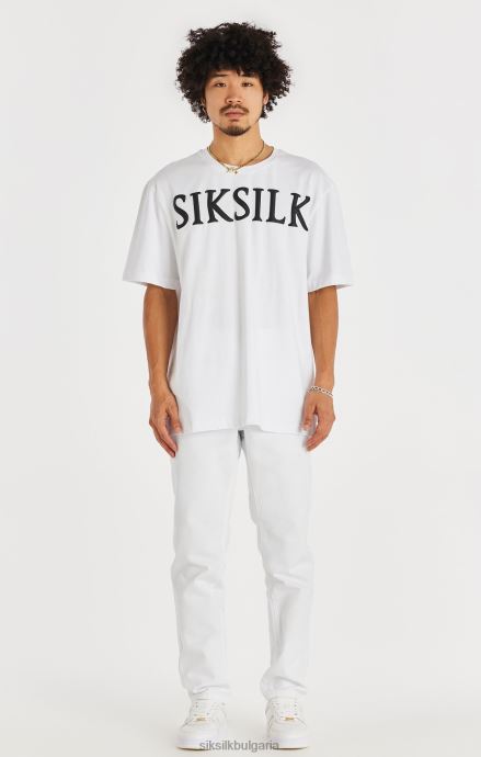 облекло SikSilk бял прав деним мъже 486F8547