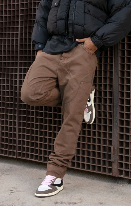 облекло SikSilk кафяв прав кроен дърводелски деним мъже 486F8549