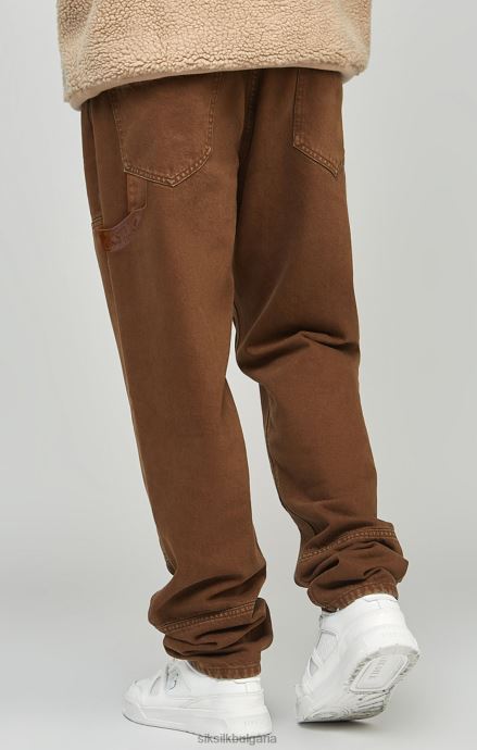 облекло SikSilk кафяв прав кроен дърводелски деним мъже 486F8549