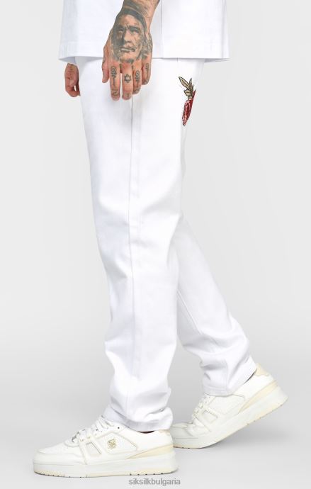 облекло SikSilk деним с права кройка бяла роза мъже 486F8550