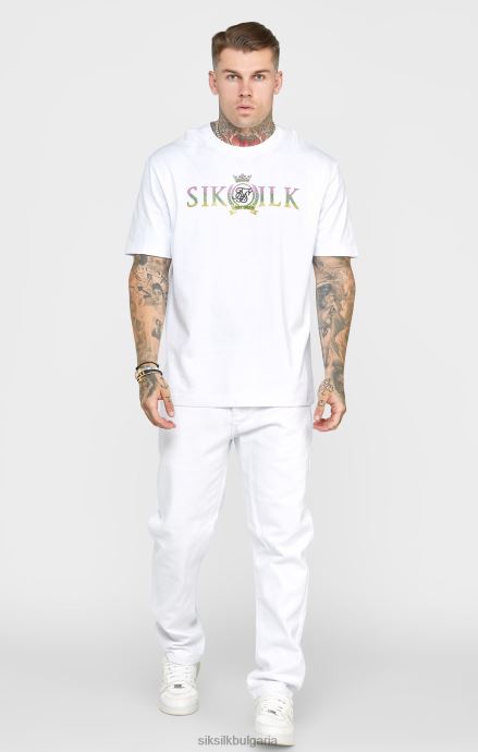 облекло SikSilk деним с права кройка бяла роза мъже 486F8550