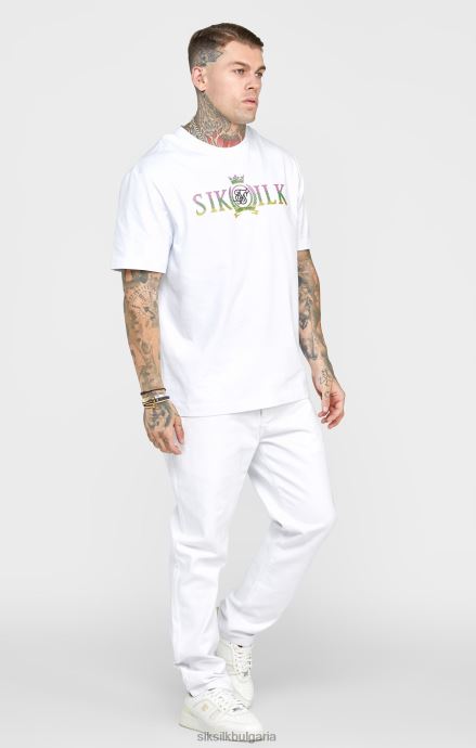 облекло SikSilk деним с права кройка бяла роза мъже 486F8550