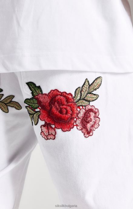 облекло SikSilk деним с права кройка бяла роза мъже 486F8550