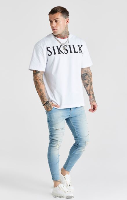 облекло SikSilk сини изпрани основни тесни дънки мъже 486F8551