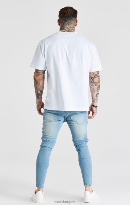 облекло SikSilk сини изпрани основни тесни дънки мъже 486F8551