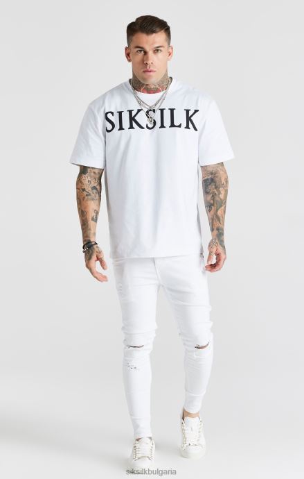 облекло SikSilk бели изтъркани тесни дънки мъже 486F8553