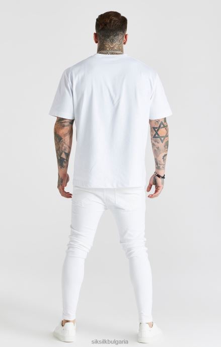 облекло SikSilk бели изтъркани тесни дънки мъже 486F8553