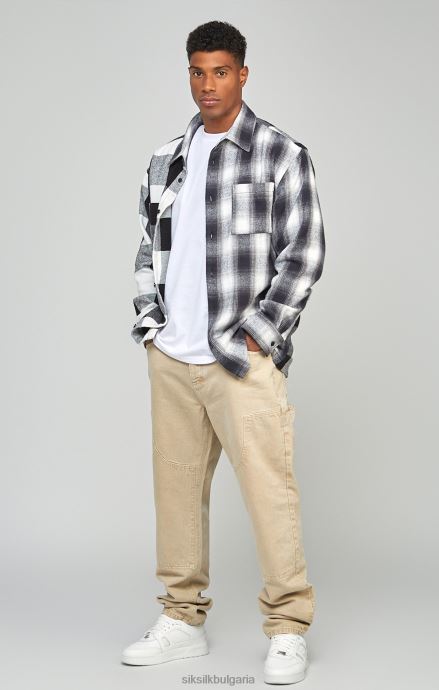 облекло SikSilk екрю права кройка дърводелски деним мъже 486F8555
