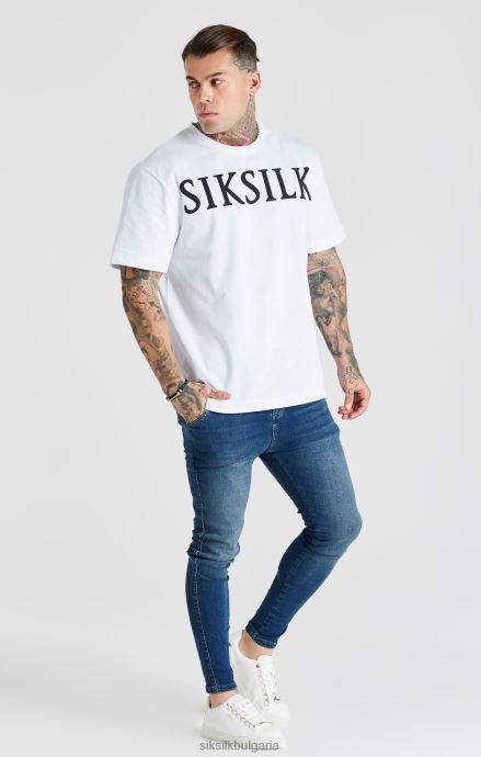 облекло SikSilk сини изпрани есенциални тесни дънки мъже 486F8556