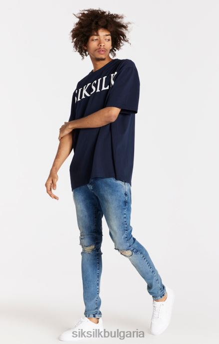 облекло SikSilk светлосини изтъркани тесни дънки мъже 486F8558