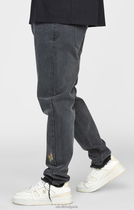 облекло SikSilk прав деним с черна пеперуда мъже 486F8562