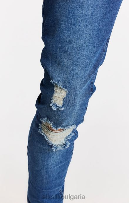 облекло SikSilk сини изтъркани тесни дънки мъже 486F8563