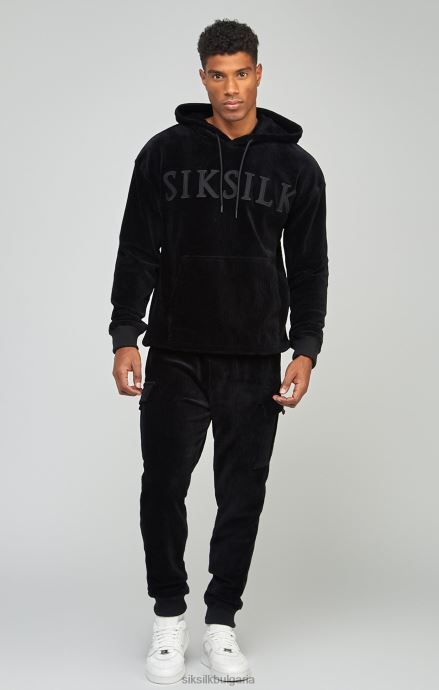 облекло SikSilk карго джогинг черни кадифе мъже 486F8532