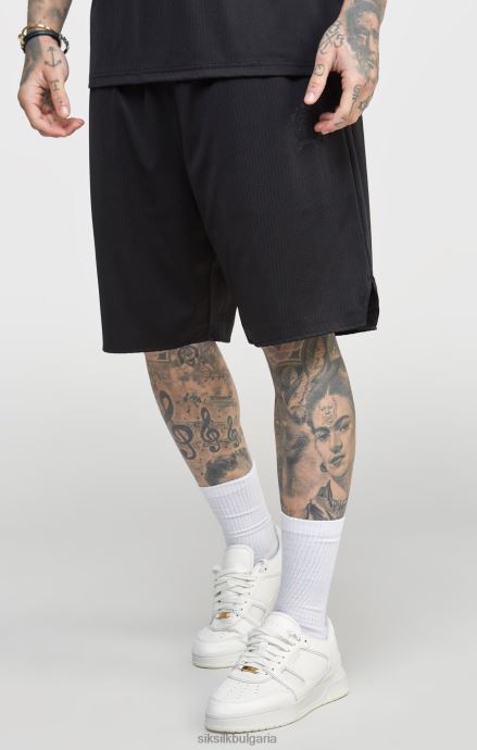 облекло SikSilk черна мрежеста свободна кройка къса мъже 486F8570