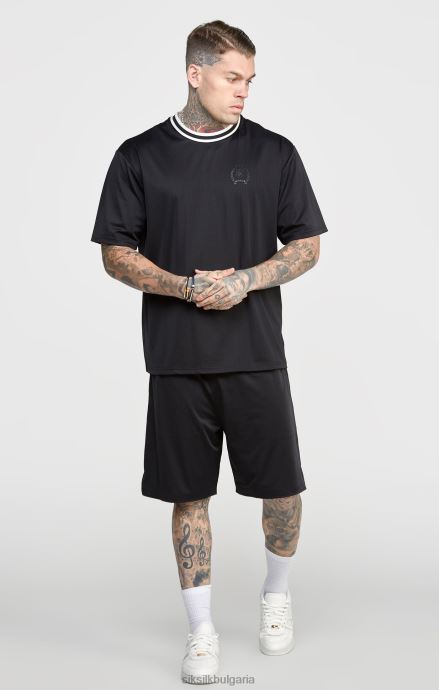 облекло SikSilk черна мрежеста свободна кройка къса мъже 486F8570