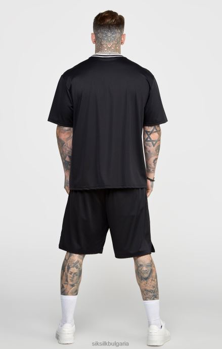 облекло SikSilk черна мрежеста свободна кройка къса мъже 486F8570