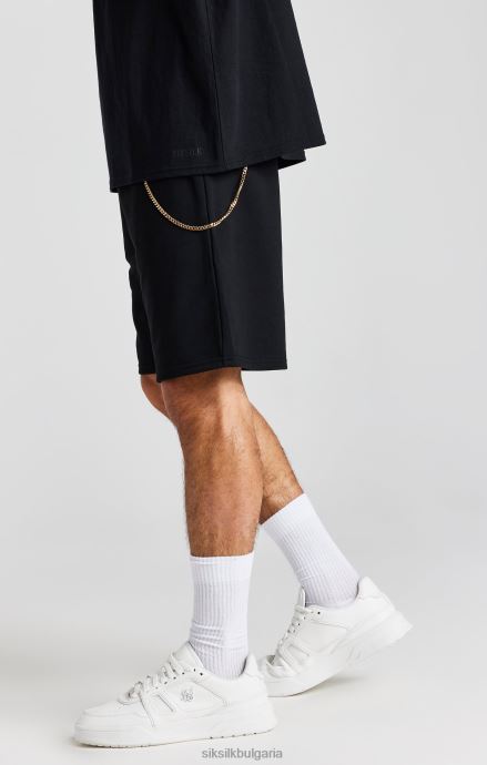 облекло SikSilk черна верига свободна кройка къса мъже 486F8571