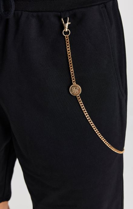 облекло SikSilk черна верига свободна кройка къса мъже 486F8571