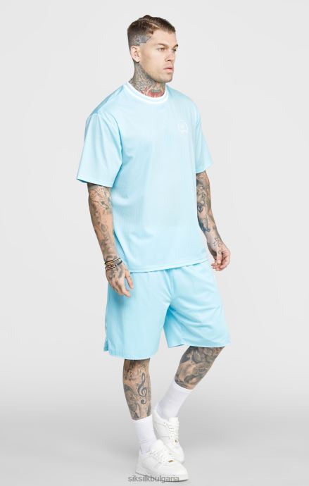 облекло SikSilk синя мрежеста свободна кройка къса мъже 486F8575