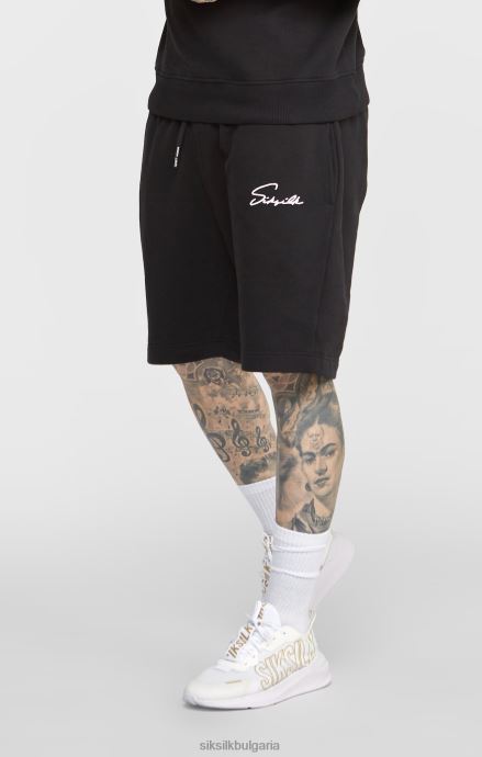 облекло SikSilk къса бродерия с черен скрипт мъже 486F8581