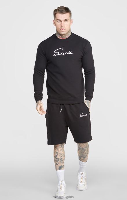 облекло SikSilk къса бродерия с черен скрипт мъже 486F8581