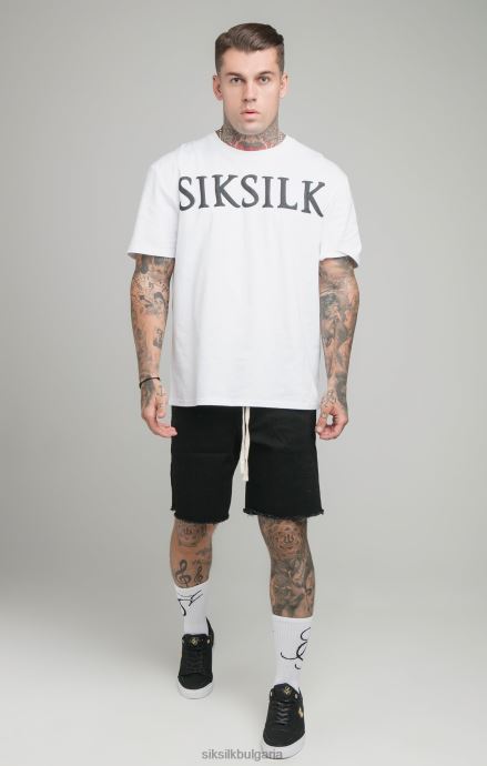 облекло SikSilk черен необработен подгъв спокоен къс деним мъже 486F8582