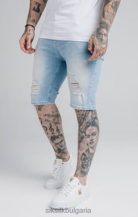 облекло SikSilk къси сини дънкови дънки мъже 486F8583