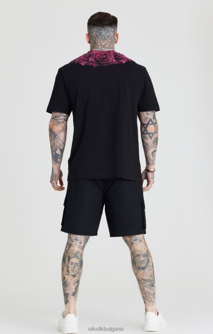 облекло SikSilk черен рипстоп карго къс мъже 486F8586