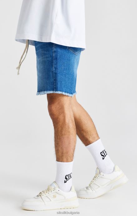 облекло SikSilk къс дънков плат със син необработен подгъв мъже 486F8587