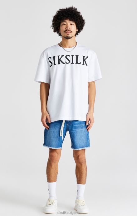 облекло SikSilk къс дънков плат със син необработен подгъв мъже 486F8587