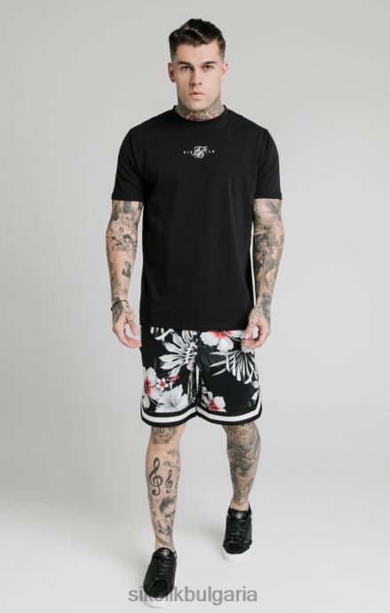 облекло SikSilk баскетболни шорти на цветя - черни мъже 486F8591