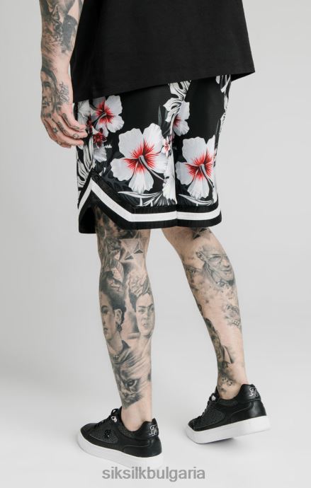облекло SikSilk баскетболни шорти на цветя - черни мъже 486F8591
