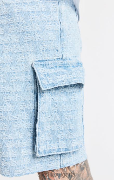 облекло SikSilk син жакардов дънков карго къс мъже 486F8593