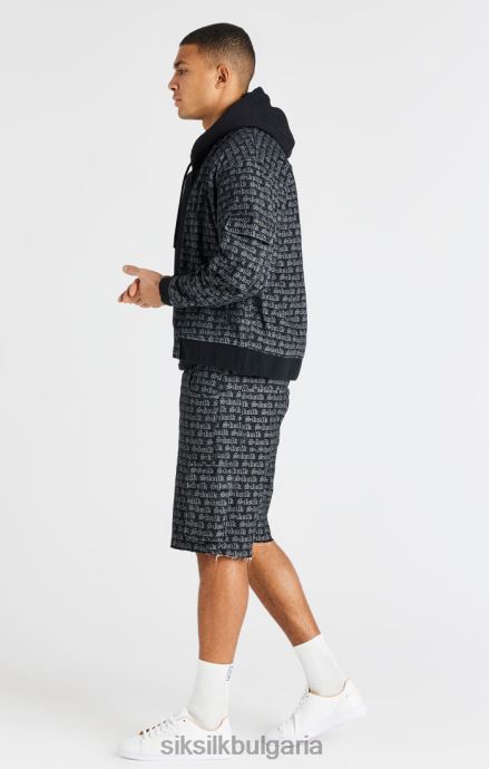 облекло SikSilk черен жакардов дънков карго къс мъже 486F8604