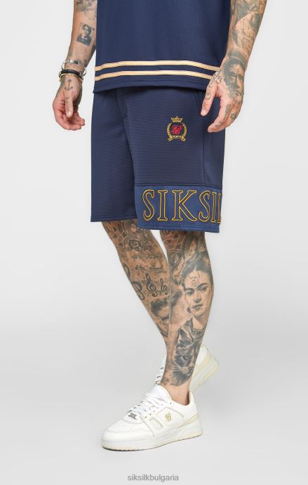 облекло SikSilk тъмносиня бродерия спокойна къса мъже 486F8607