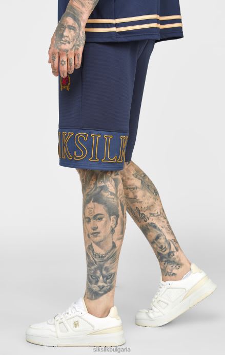 облекло SikSilk тъмносиня бродерия спокойна къса мъже 486F8607