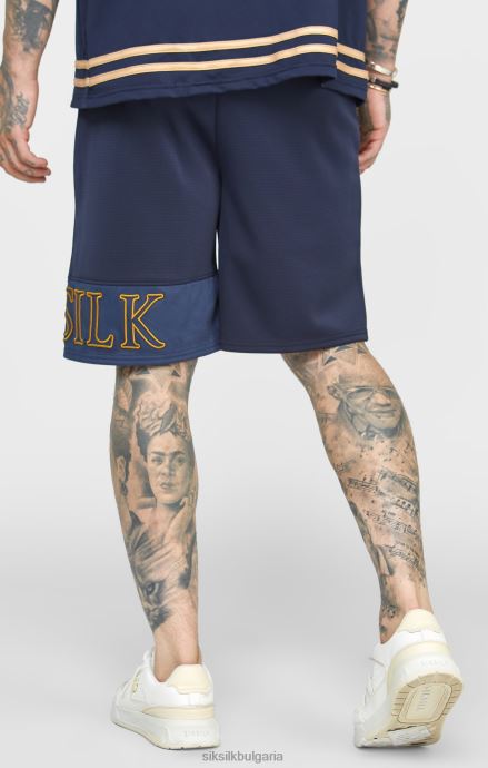 облекло SikSilk тъмносиня бродерия спокойна къса мъже 486F8607